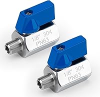 2 Pack 1/8" Mini Ball Valve 304 Stainless Steel NPT Threaded Shut-Off Valve - Rust-Proof, Leak-Free Flow Control for Water, Oil, Gas