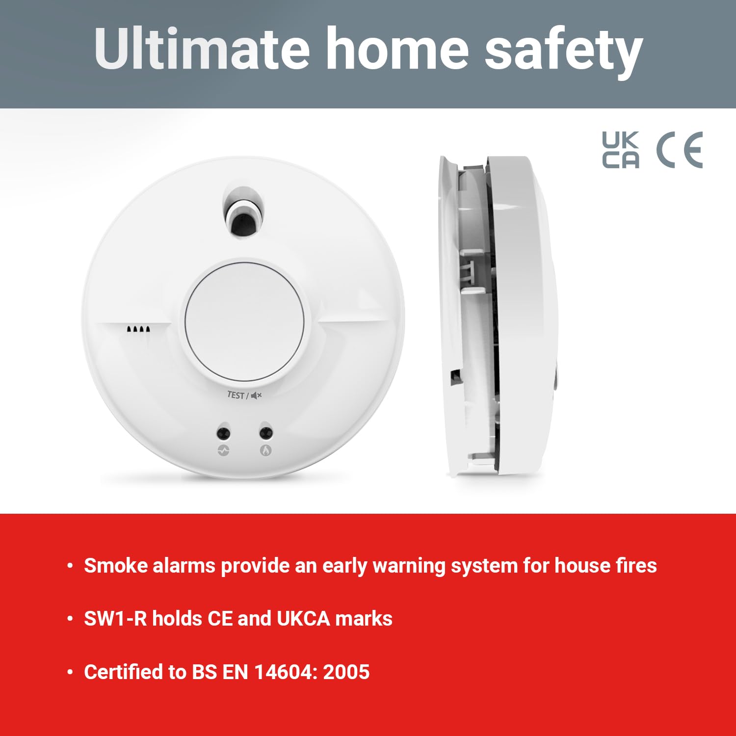 FireAngel SW1-R Smoke Alarm with UKCA and CE marks
