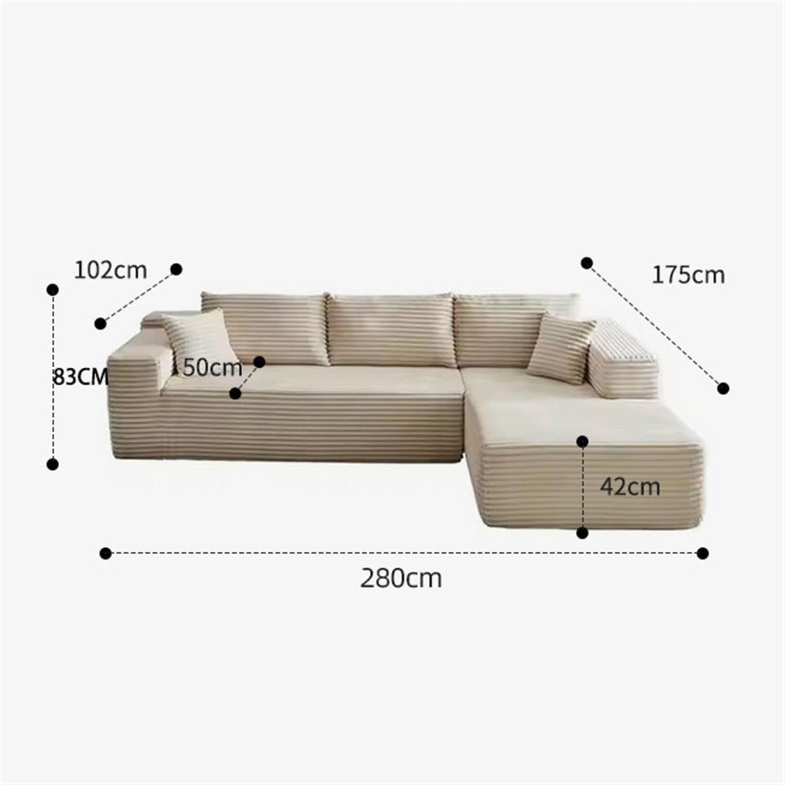 Divano Componibile Modulare a L con Chaise Longue, Morbido Tessuto in Velluto Coste con Seduta Profonda, Divani Componibili in Memory Foam per Soggiorno, Camera Letto