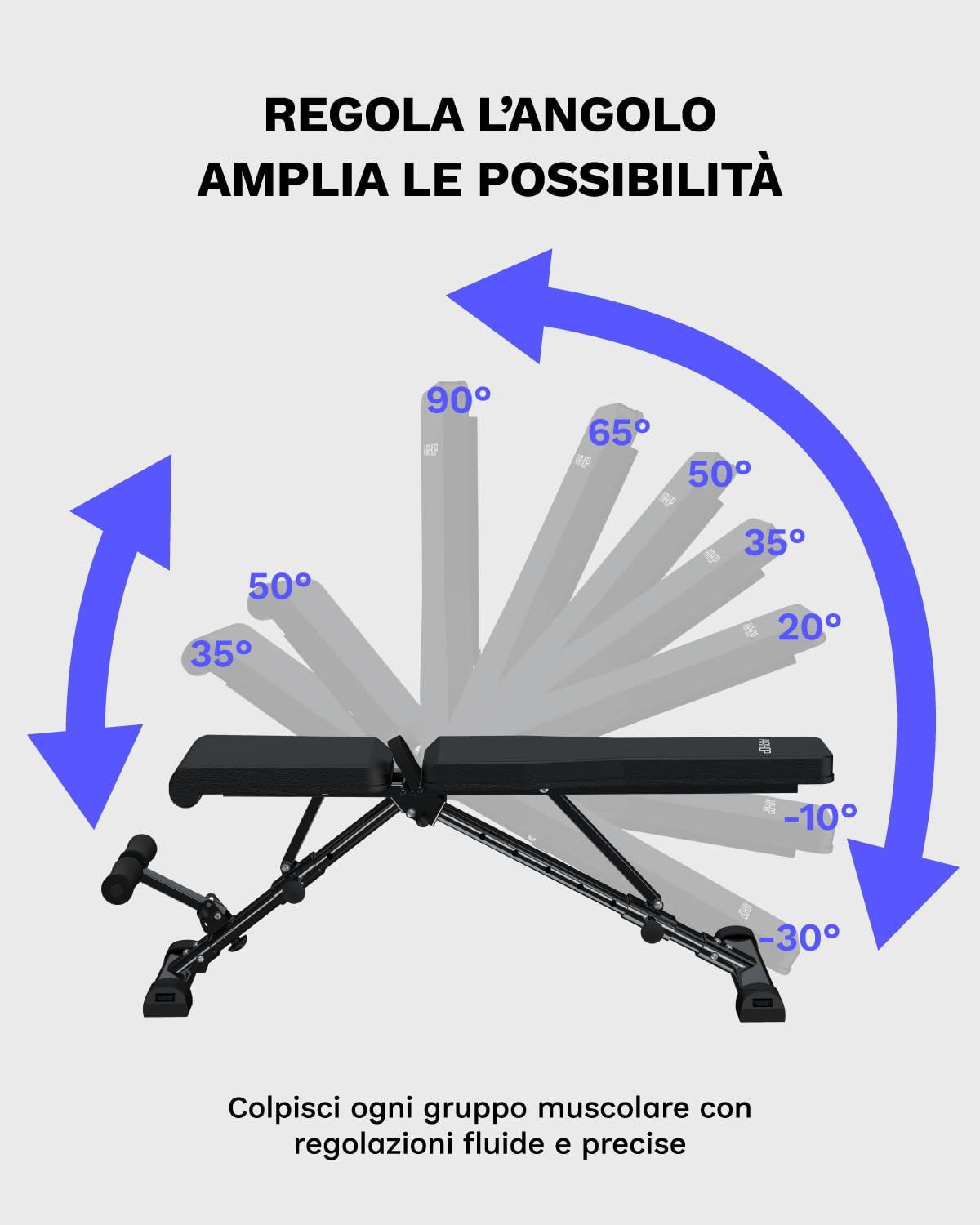 AIRHOP Panca Pesi Regolabile, Panca Palestra Multifunzione per Allenamento, Inclinabile/Declinabile, Rapido Ripiegamento e Risparmio di Spazio, Ideale per Allenamento di Forza a Casa o in Palestra
