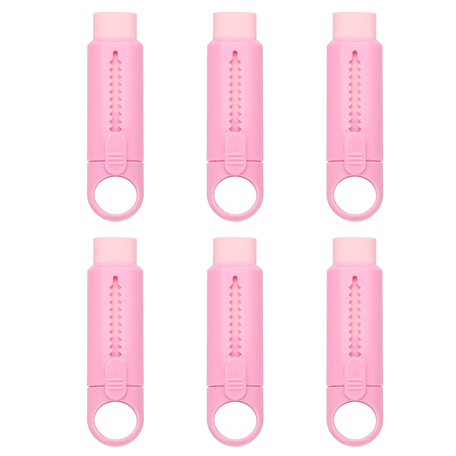 PATIKIL 6 Pack Erasers, Sliding Retractable Eraser Push Pull Cute Pencil Erasers Soft Large Easy to Clean with Plastic Sleeve for Sketching Drawing Artists Teacher Pencils, Pink TPE