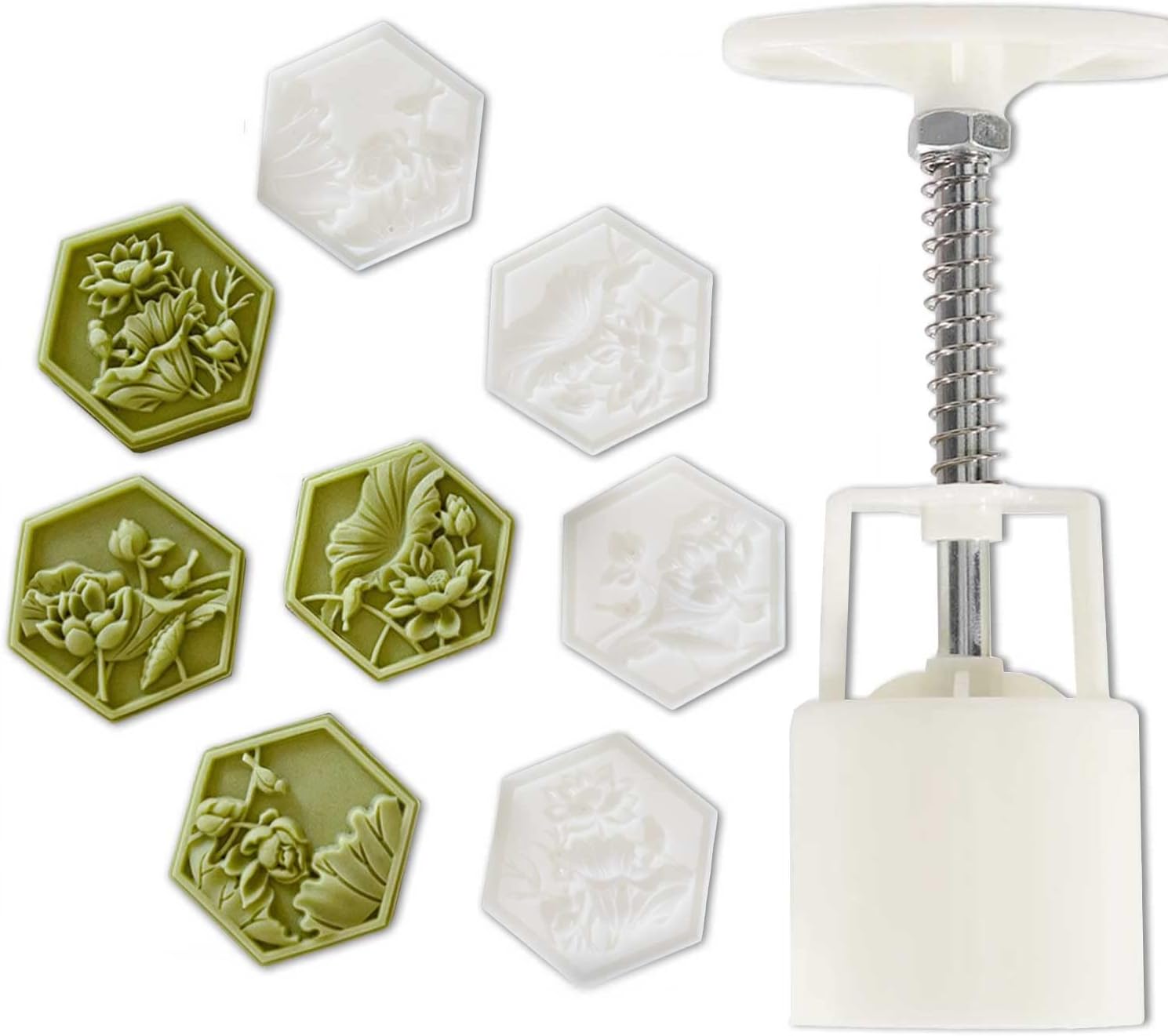 Mooncake Mold Set, Mid Autumn Festival Mooncake Mould Maker DIY Hand Press Cookie Stempels Gebak Tool Maan Cake Mold Maker Molder voor Bakken Bloem Maan Cake (Kleur 3