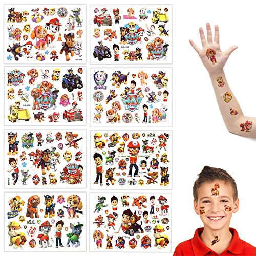 Tatouage Enfant Pat Patrouille, 8 Feuilles Tatouage Pat Patrouille enfant, Tatouage Temporaires pour Enfant, Tattoo, Étanche Tatouages Ephémères Enfants Cover
