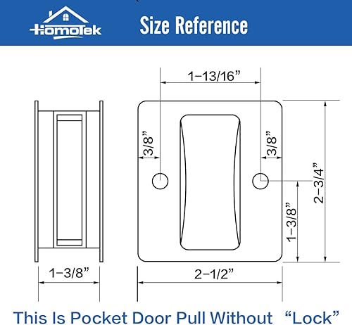 Miniatura 2 de HOMOTEK - Tirador de puerta corredera de paso satinado en níquel sin placa de interruptor - Reemplace rápidamente y fácilmente el tirador de puerta