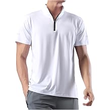 Mens Exercise Workout Tshirts Zip Pullover Quick Dry Gym Shirts Crewneck Short Sleeve T Shirts Going Out Tops