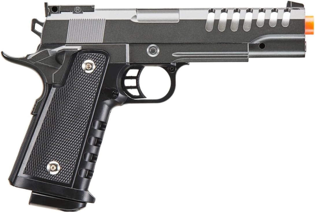 Dual Double 2011 Airsoft Pistol Lightweight Gold & Black Alloy Spring