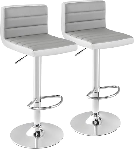 Giantex Juego de 2 taburetes de bar, sillas de comedor giratorias ajustables con base de metal antideslizante y reposapiés, taburetes de altura de