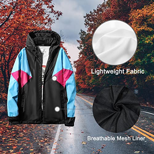 Myjajayi Mens Windbreaker Jacket Lightweight Water-Resistant Wind Breakers Hooded Jacket Black Blue S #TOP2