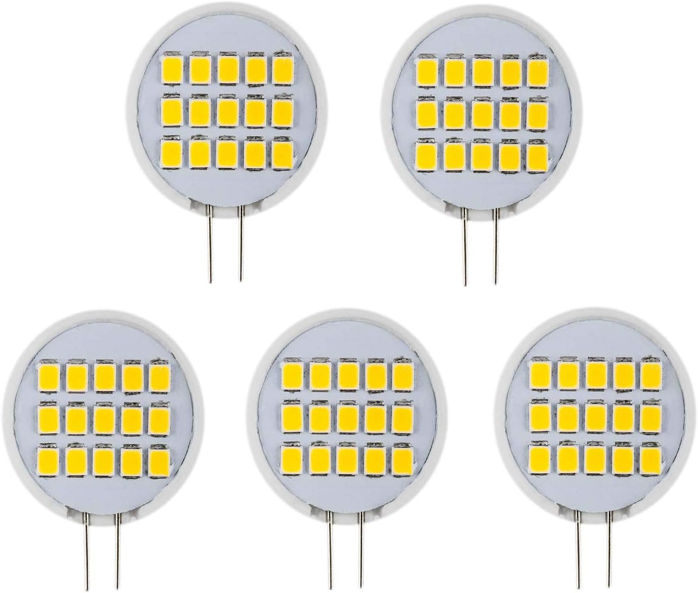 CBConcept UL-Listed Bi-Pin G8 LED Light Bulb, Warm White 3000K, AC120V 1.6 Watt, 20W Equivalent, Ceramic Sunflower, 180°Beam Angle, Under Cabinet/Counter, Puck Kitchen Light, NOT Dimmable (Pack of 5)