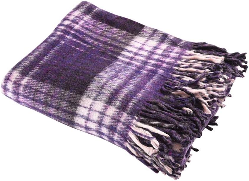 Hugger Mugger Recycled Plaid Yoga Blanket - Purple - Use as a Yoga Prop, Made From Recycled Materials, Very Soft, Supportive, Extra Thick, Warm and Cozy