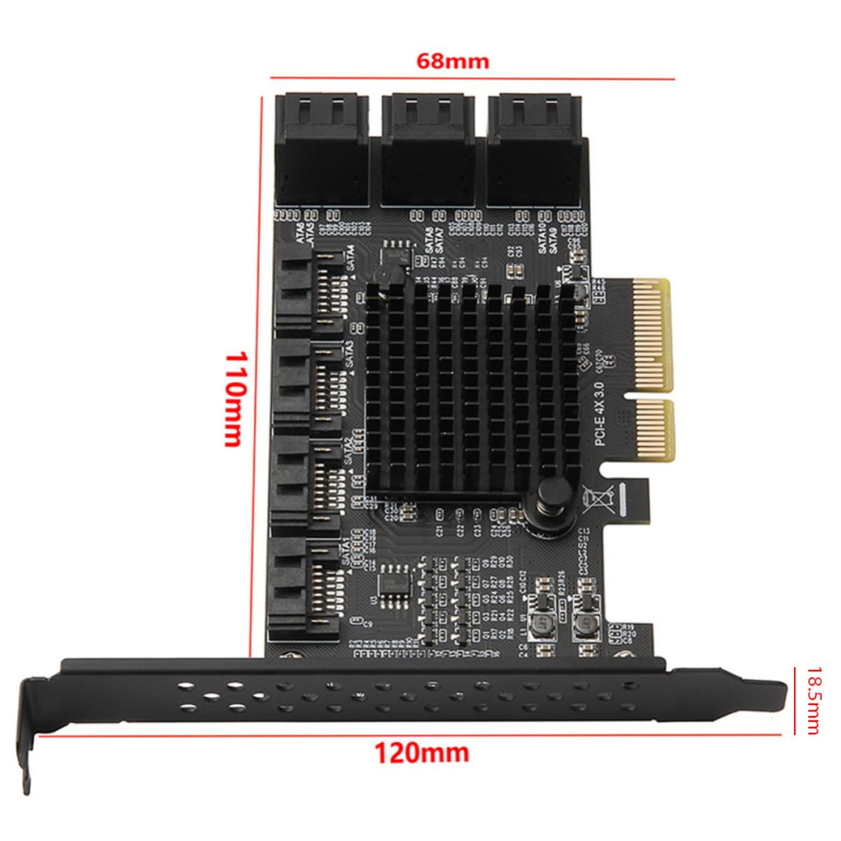 Scheda Wifi per PC Scheda di Rete Pci-e X4 3.0 a 10 Porte Sata3.0, Trasmissione Veloce e Stabile per Computer Desktop e Hard Disk