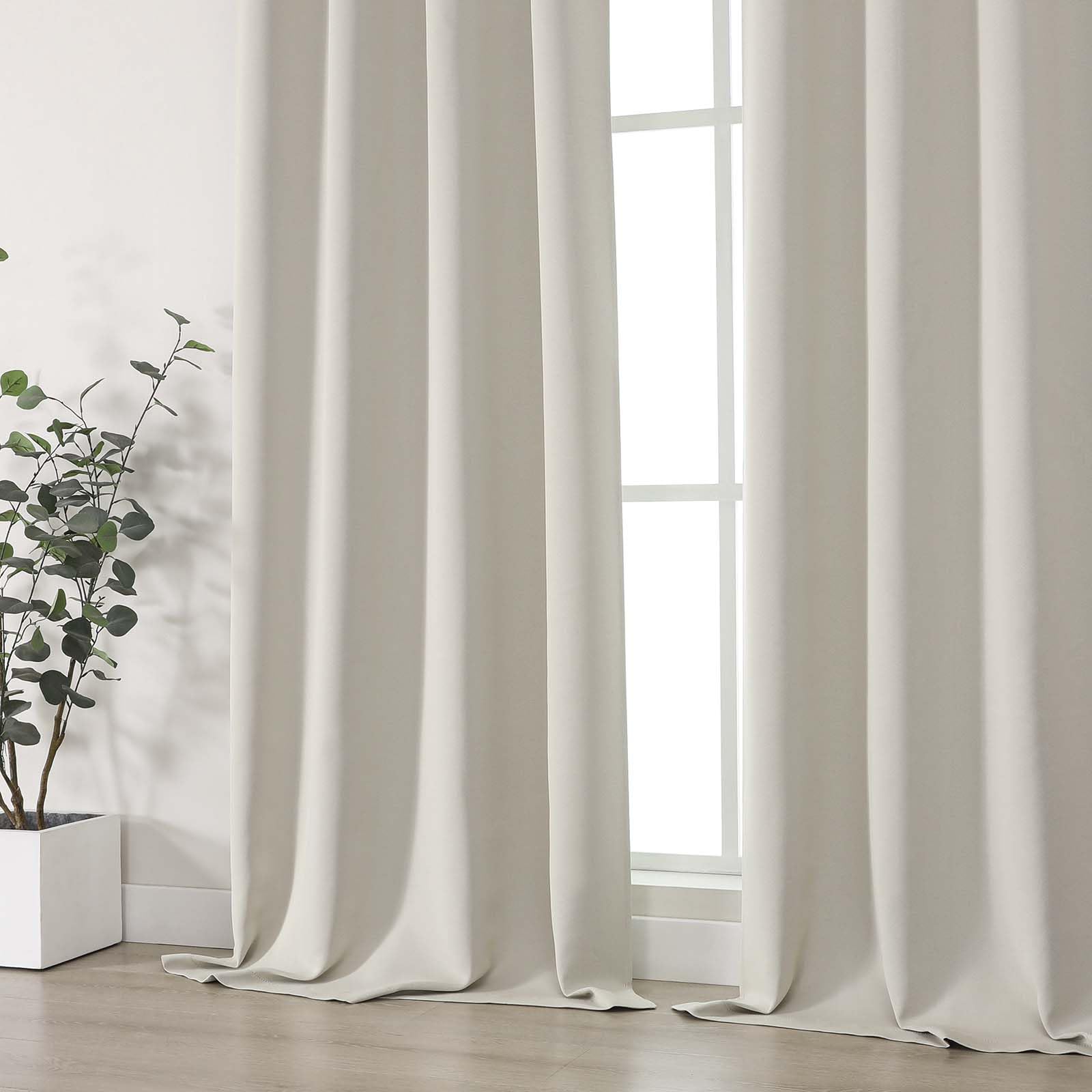 OVZME Natural Room Darkening Curtains 108 Inches Long 2 Panels Set, Solid Thermal Insulated Soft Blackout Curtains for Bedroom, Dual Rod Pocket Window Treatments Drapes for Living Room, 2x50Wx108L