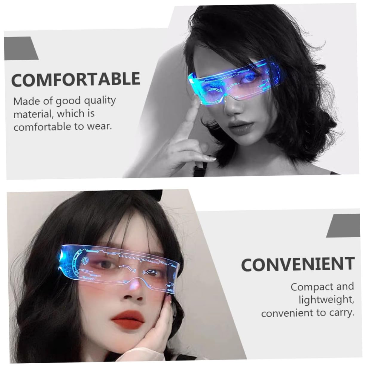 GALPADA 3pares Gafas Luminiscentes Led Para Fiestas Accesorio Creativo De Fiesta Para Adultos Para Discotecas y Celebraciones Nocturnas