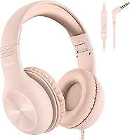 Vista 15 de Auriculares para niños con cable, auriculares sobre la oreja para niños con micrófono, límite de volumen de 85/94 dB, auriculares para niños y niñas