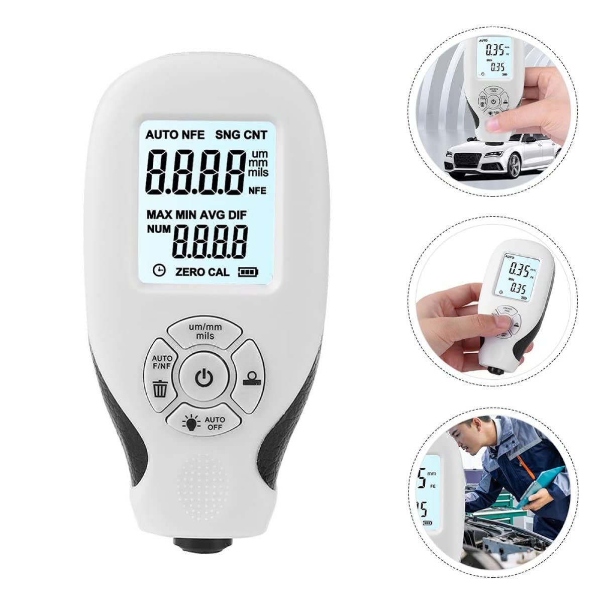 Zerodeko 3pcs Portable Digital Coating Thickness Gauge Accurate Car Paint Tester for Automotive Use LCD Display Lightweight Design for Industrial Manufacturing and Treatment