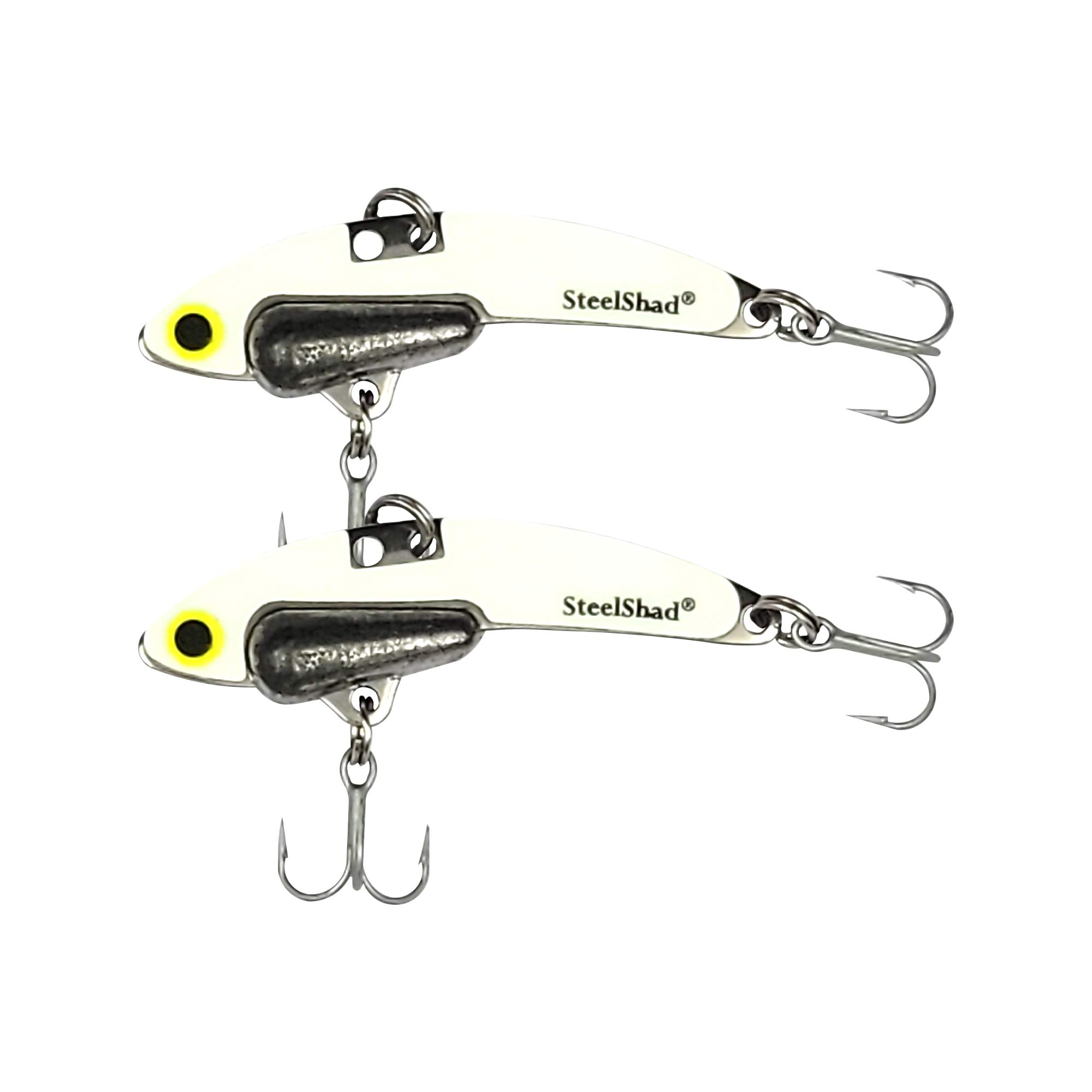 SteelShadMini Series (1/4 oz) - 2 Pack - Glow in The Dark Fishing Lures - Lipless Crankbait for Freshwater Fishing - Perfect for Ice Fishing, Pan Fishing, Crappie, Walleye and Bass