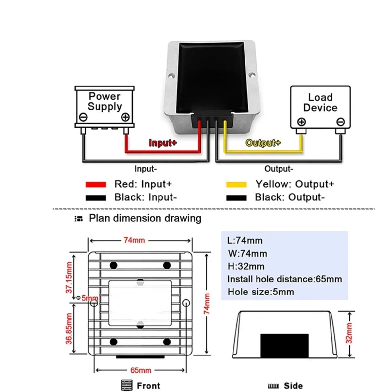 Convertisseur de puissance 12 V à 12 V 8-40 V à 12 V 6 A - Régulateur de tension CC - Stabilisateur de tension - Transformateur progressif (8-40 V à 12 V 3 A)