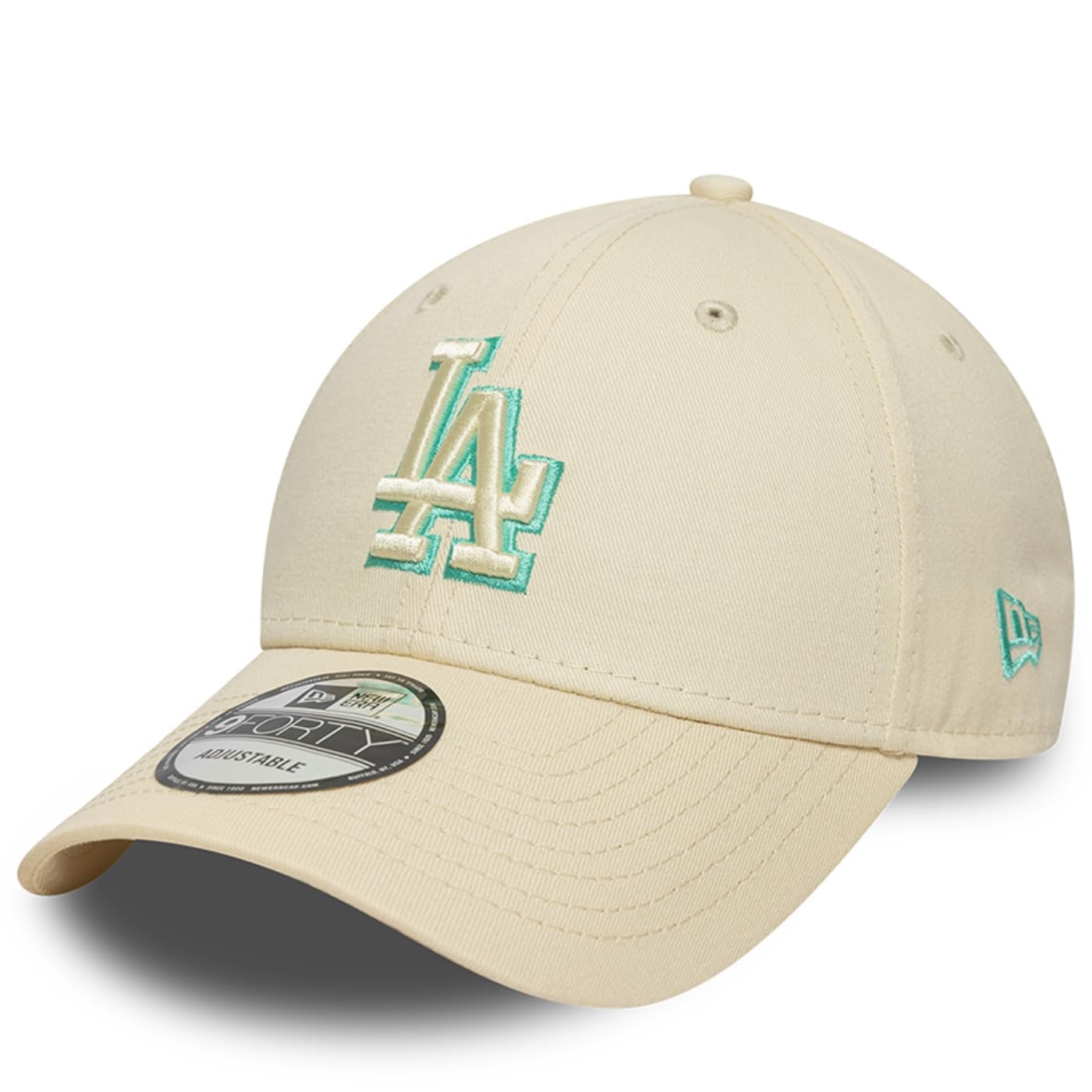 New Era 9Forty Adult's Team Outline MLB Los Angeles Dodgers Strapback Baseball Cap Hat Light Beige