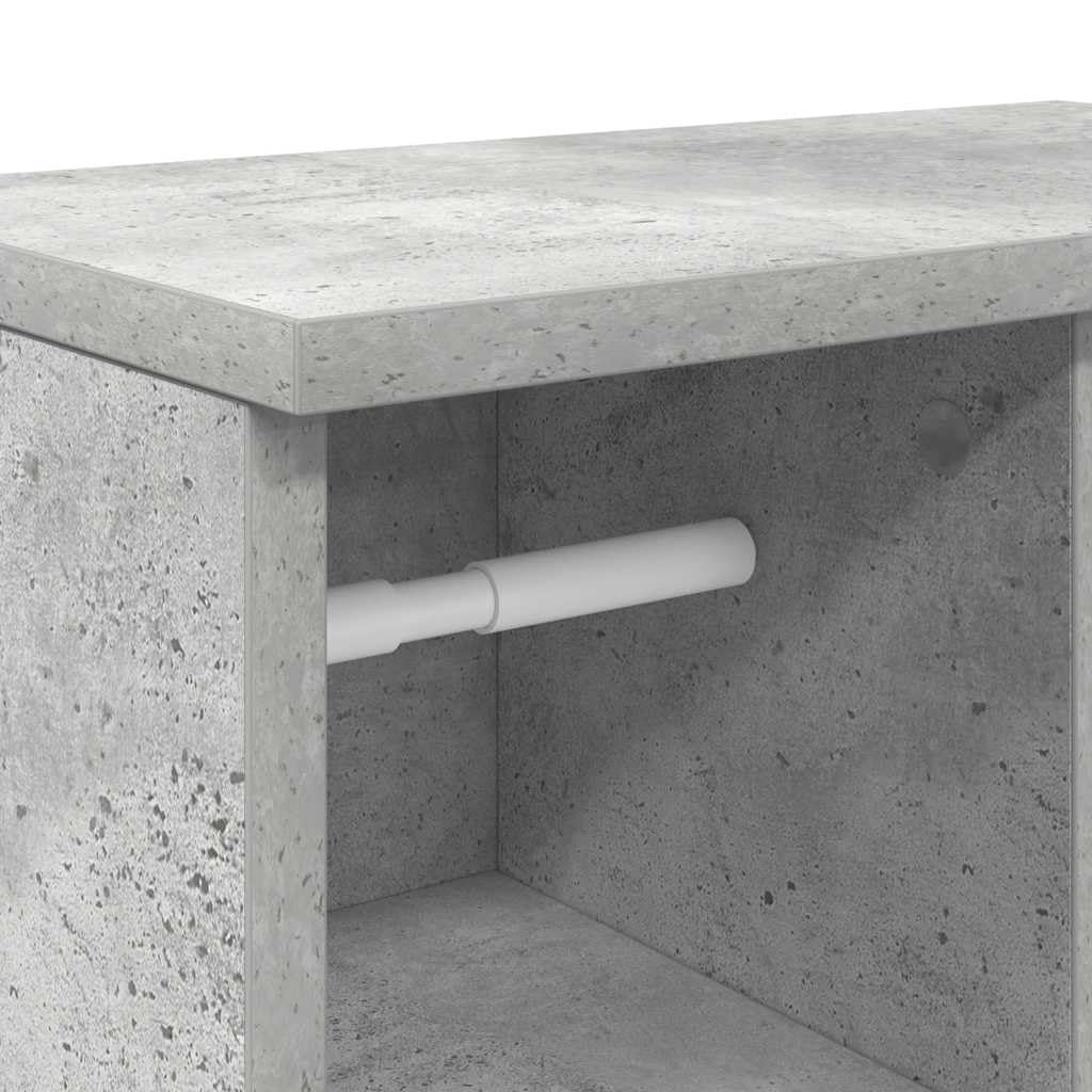 Mueble de baño gris cemento 39 x 22 x 90 cm con portarrollos | Tablero de partículas resistente a la humedad, capacidad de 60 kg, puerta reversible, fácil limpieza