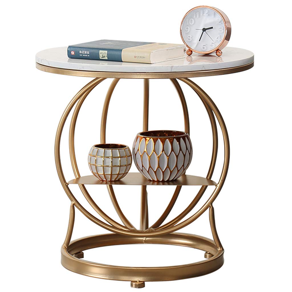 Table basse en marbre avec étagère de rangement ouverte salon