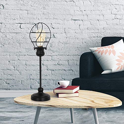 Haitral Vintage Table Lamp - Modern Nightstand Lamp, Simple Bedside Desk Lamp For Bedroom, Living, Office With Metal Base, Black #TOP5