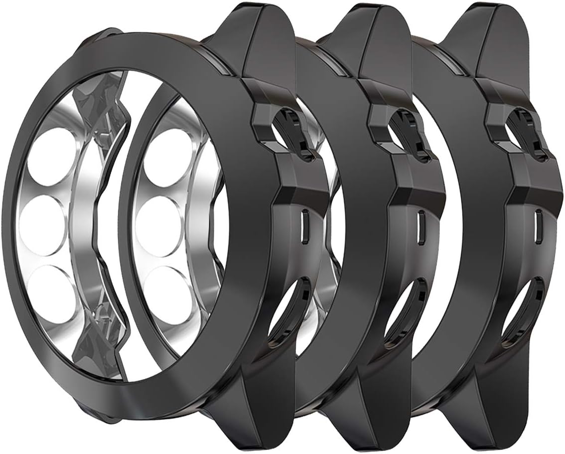 RunTech 3-Pack Case Cover for Fenix 5X/5XPlus/5X Sapphire Case, TPU Plated Protective Case Protector Compatible with 51mm Fenix 5X Watch Case (3pcs Black)