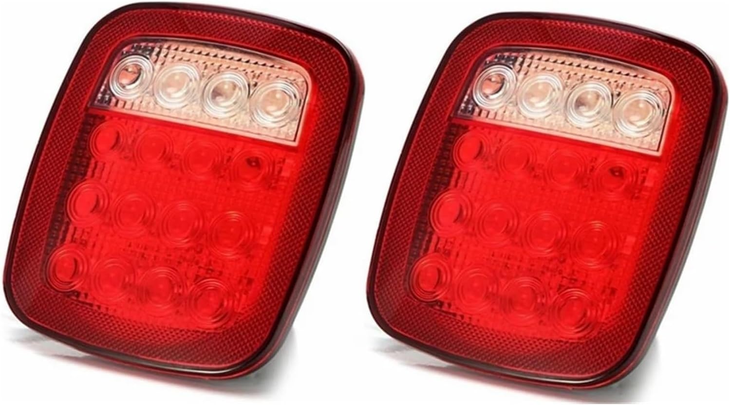 For Jeep For Wrangler YJ TJ CJ JK Car Truck Trailer Caravans Rear Lamp 16 TailLight Brake Reverse Light Tail Lights rear tail light assembly(Red 2 Pieces)