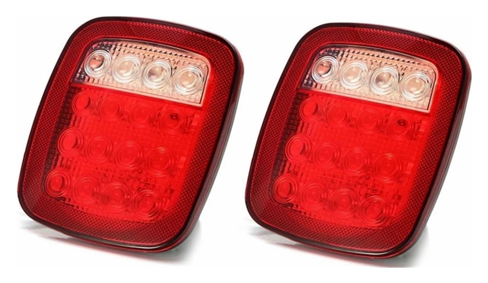 For Jeep For Wrangler YJ TJ CJ JK Car Truck Trailer Caravans Rear Lamp 16 TailLight Brake Reverse Light Tail Lights rear tail light assembly(Red 2 Pieces)