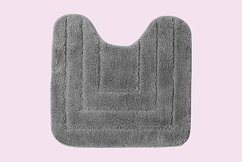 Miniatura 4 de Juego de 3 alfombras de baño talladas extremadamente suaves al tacto y absorbentes, con tapa de inodoro, alfombra de baño, patrón sólido (tapete de