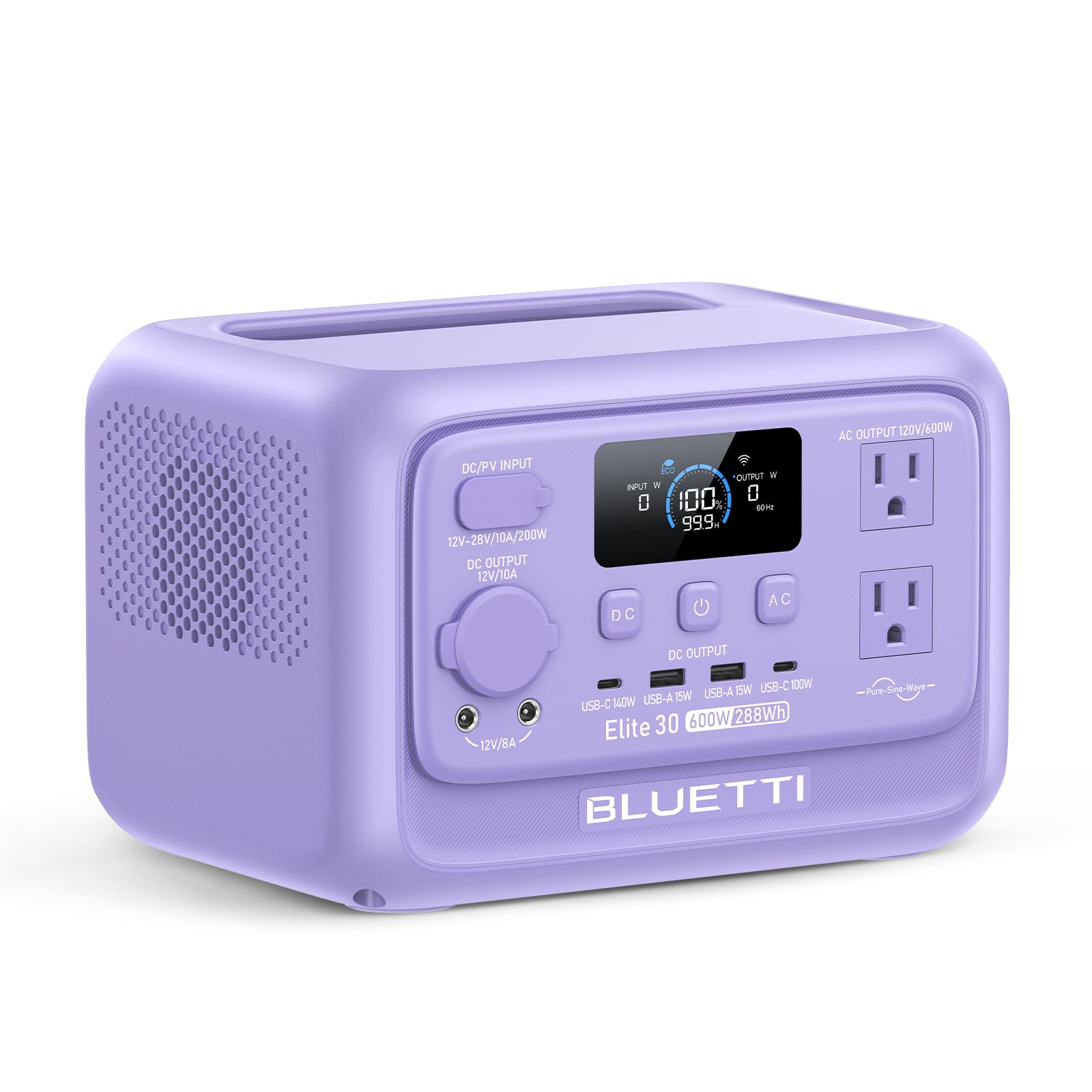 BLUETTI Elite 30 V2 Portable Power Station 288Wh Solar Generator with 600W AC Outlet Power Lifting 1500W Fast