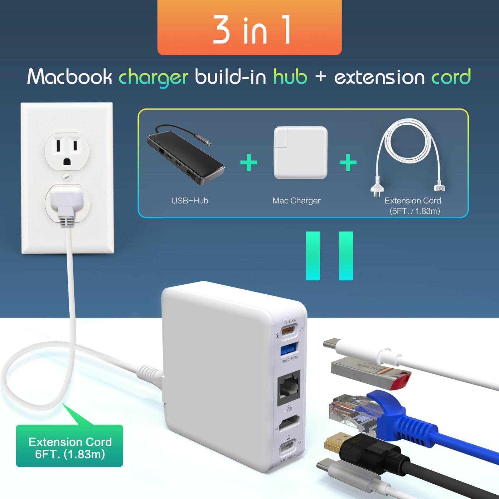 Mutifunction 5 Porte Pocket TV Docking Station Adattatore di Ricarica Caricatore Rapido Adattatore di Ricarica per Nintendo Switch/Console OLED