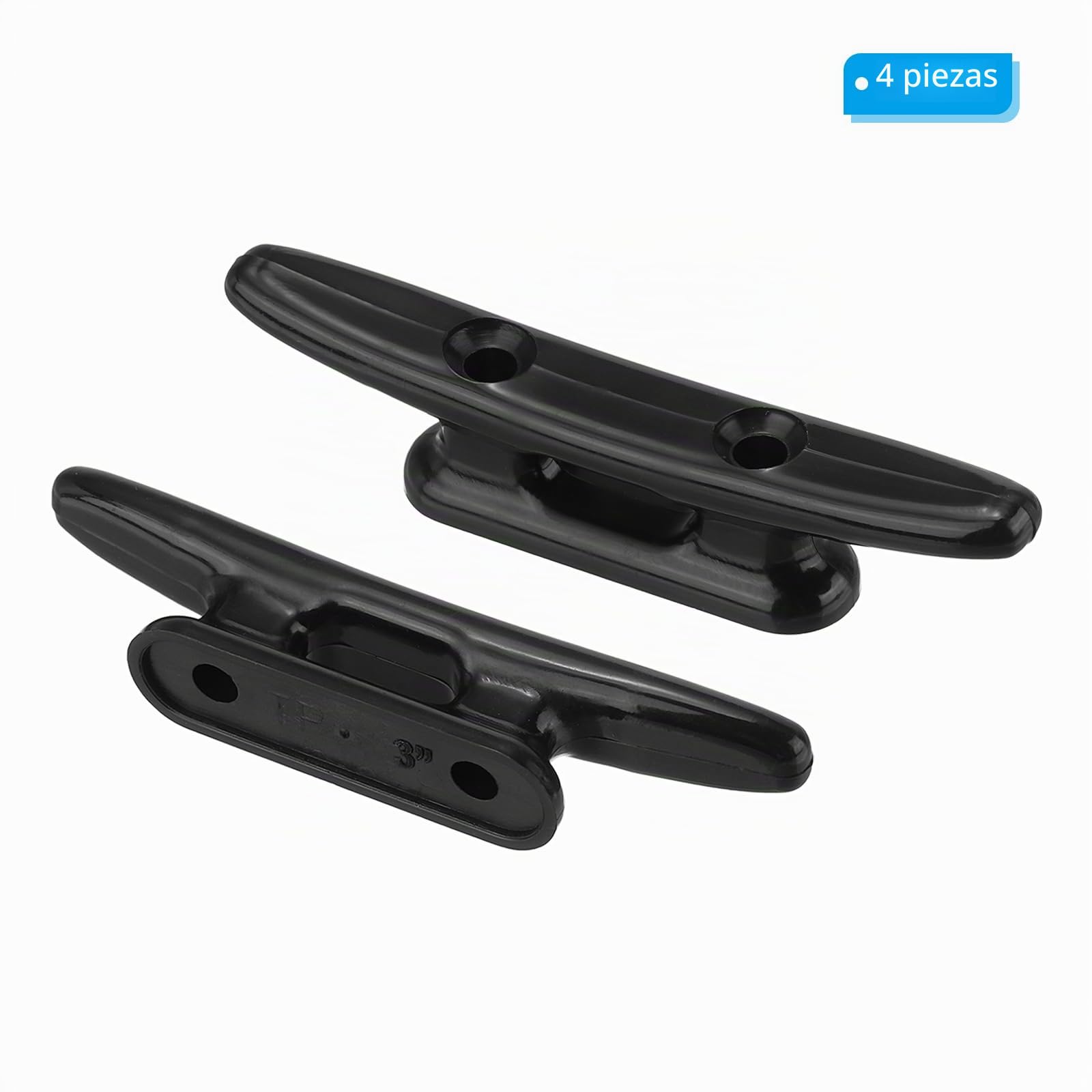 PATIKIL Cornamusa de Amarre para Embarcaciones de 3" 4Pcs Kayak Pequeña Cornamusa de Amarre para Cuerdas de Amarre para Barcos de Cubierta Marina Canoas Kayaks Decoración Negro