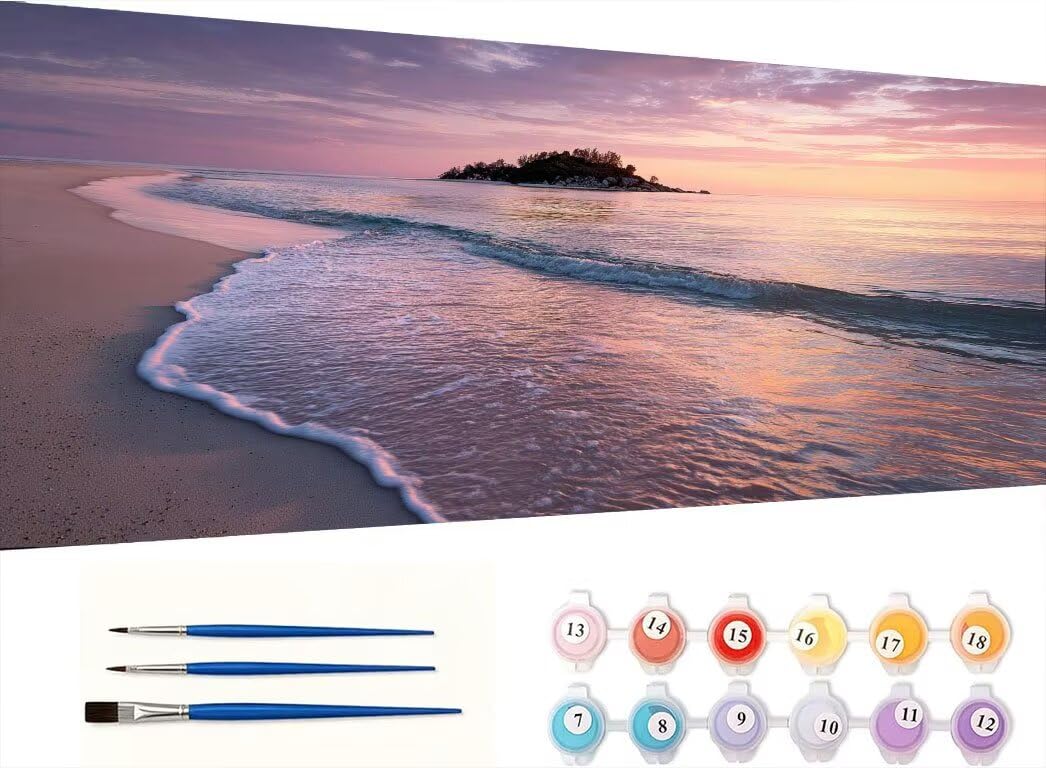 Pintar por Numeros Adultos, El Atardecer Del Mar, 70x90cm 7JGWX-78