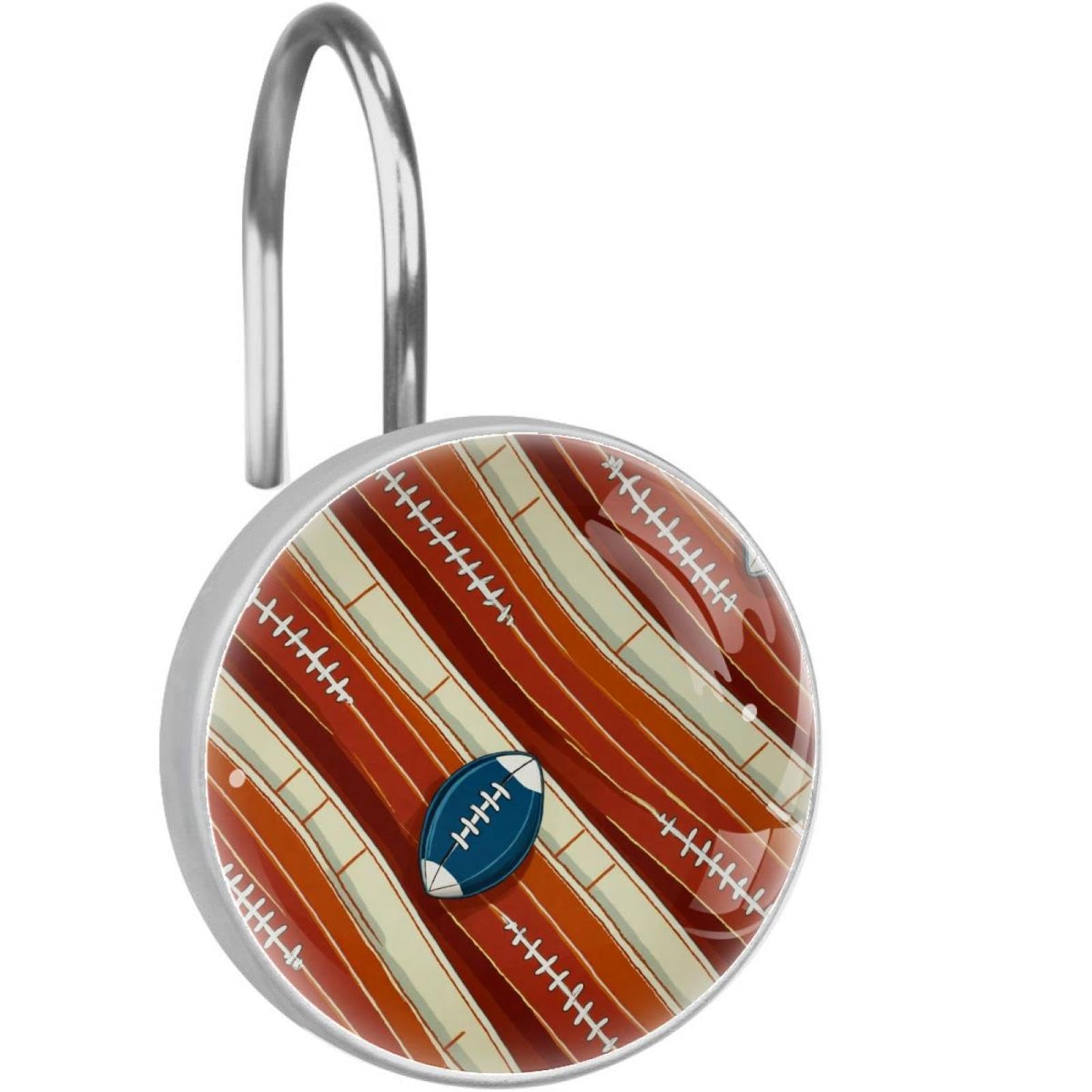 Ganchos para cortina de ducha de American Football anillos de metal de acero inoxidable 12 uds