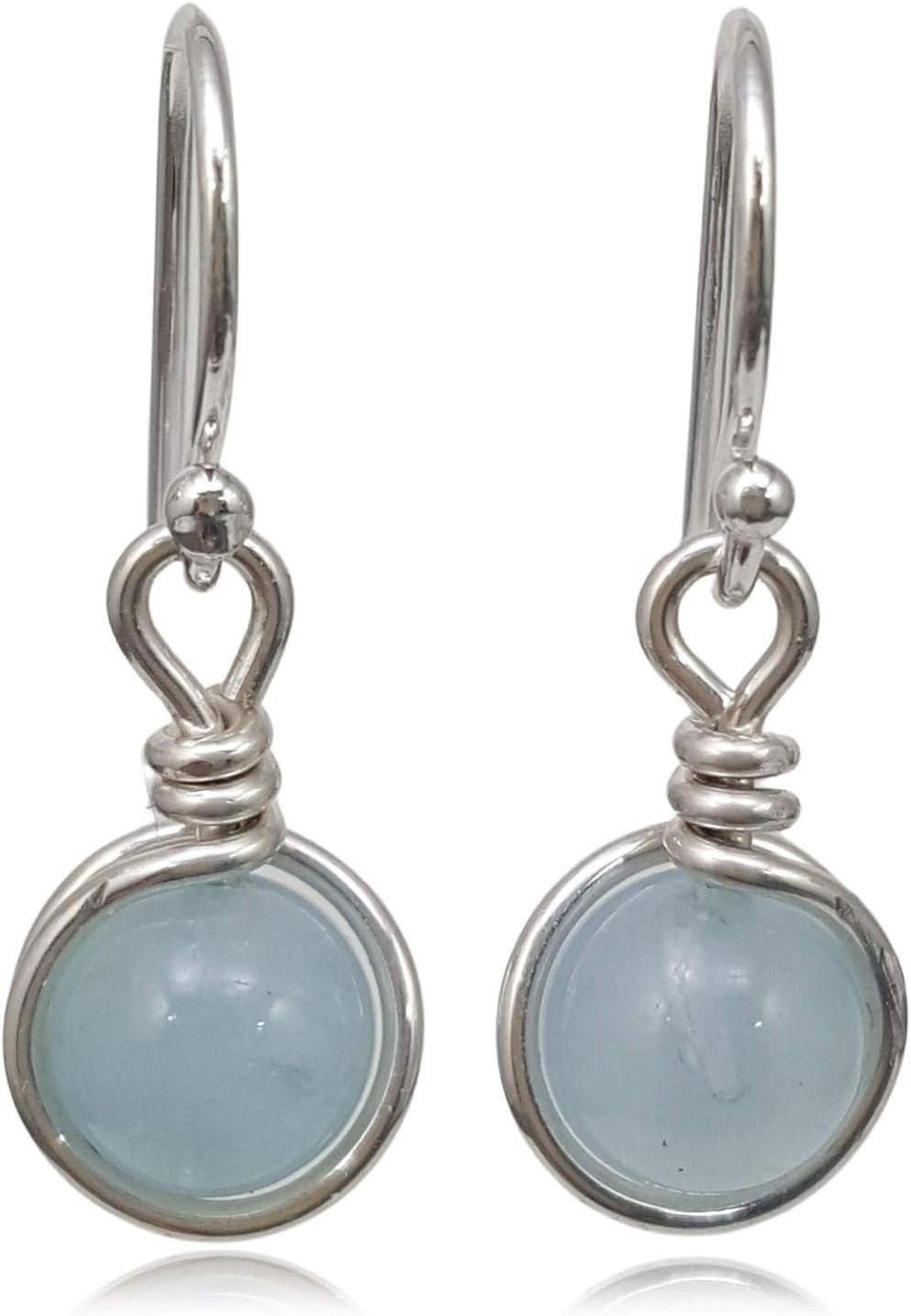 Sterling Silver Aquamarine Drop Earrings, Handmade Natural Gemstone Dangle Jewelry, March Birthstone