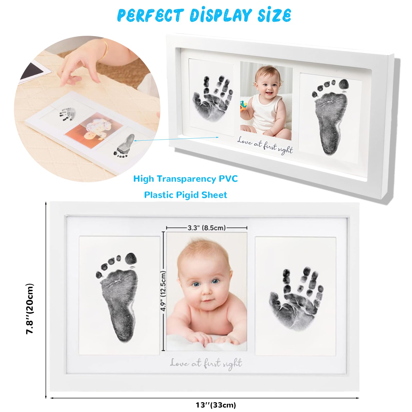 Baby Handprint and Footprint Photo Frame Kit for Newborn Girls and Boys Memorable Keepsake with Clean-Touch Ink Pad Baby Shower Unique Gift - Image 4