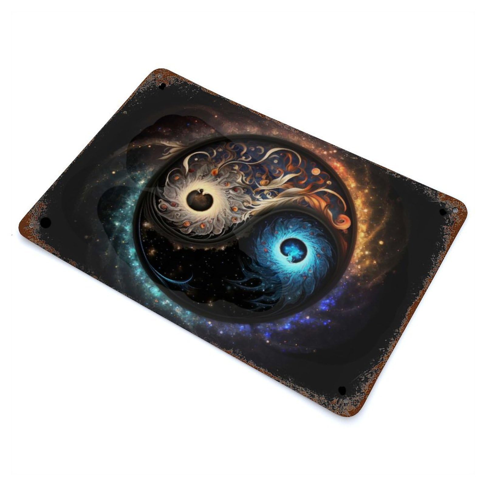 Yin Yang Universe V3 Rusty Metal Tin Sign 11.8"x7.9", for Pub, Kitchen And Man Cave Decor, Novelty Wall Decor