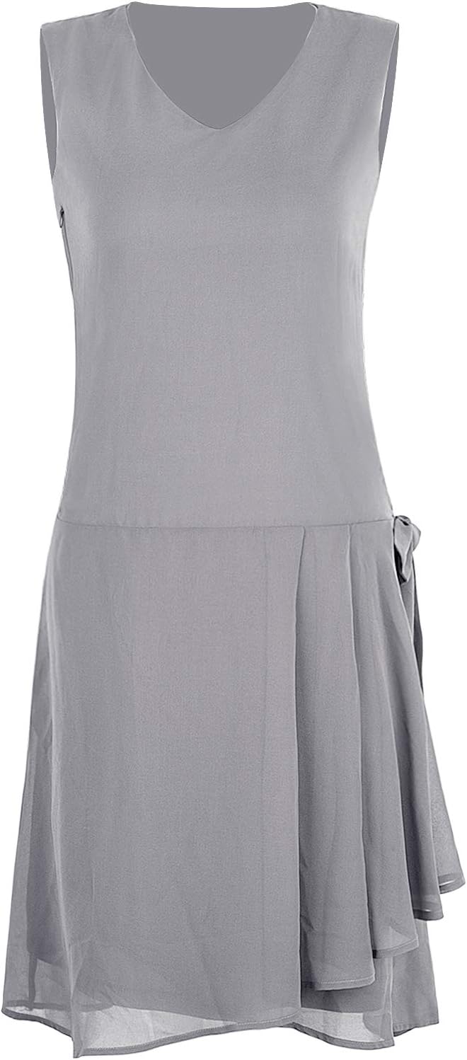Vijiv Womens 1920s Inspired Flapper Dress High Tea Drape with Bow Fashion Roaring 20s Great Gastby Dress