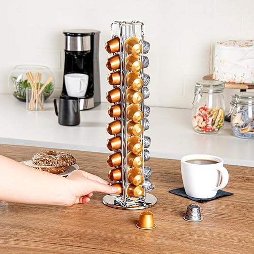 Miniatura 5 de Restpresso - Soporte para cápsulas de café de 4.5 x 14.6 pulgadas, 1 carrusel de cápsulas duradero, capacidad para 40 cápsulas Nespresso, rotación