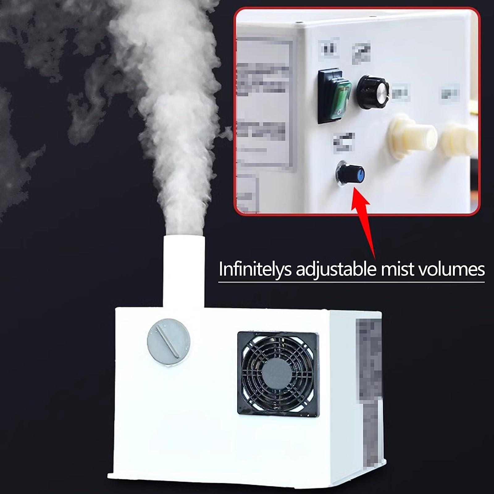 Umidificatore Ultrasuoni Ambiente 3.5L Umidificatore in Acciaio Inox con Doppia Uscita per La Nebbia Particelle Atomizzate da 3-5nm per Commerciale Industriale(37 * 26.5 * 20.2cm)