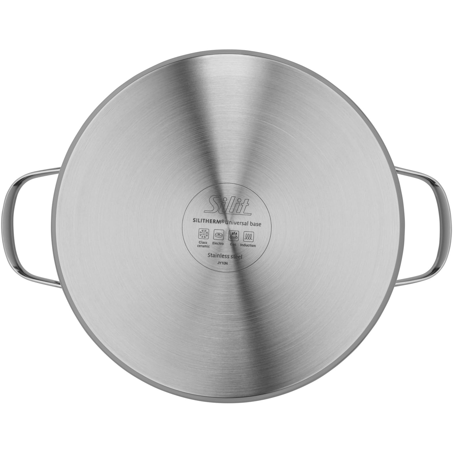Silit Achat Kochtopf groß 24cm, Glasdeckel, Fleischtopf Induktion 5,6l, Edelstahl teilmattiert, unbeschichtet, backofengeeignet