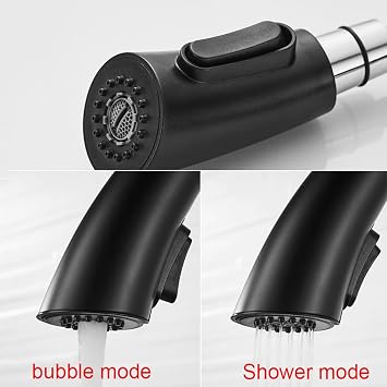 Pull Out Kitchen Faucet,2 Spouts Sink,360° Rotating,Single Handle One Hole,Hot Cold Water Mixer Tap,Black(Cromo)