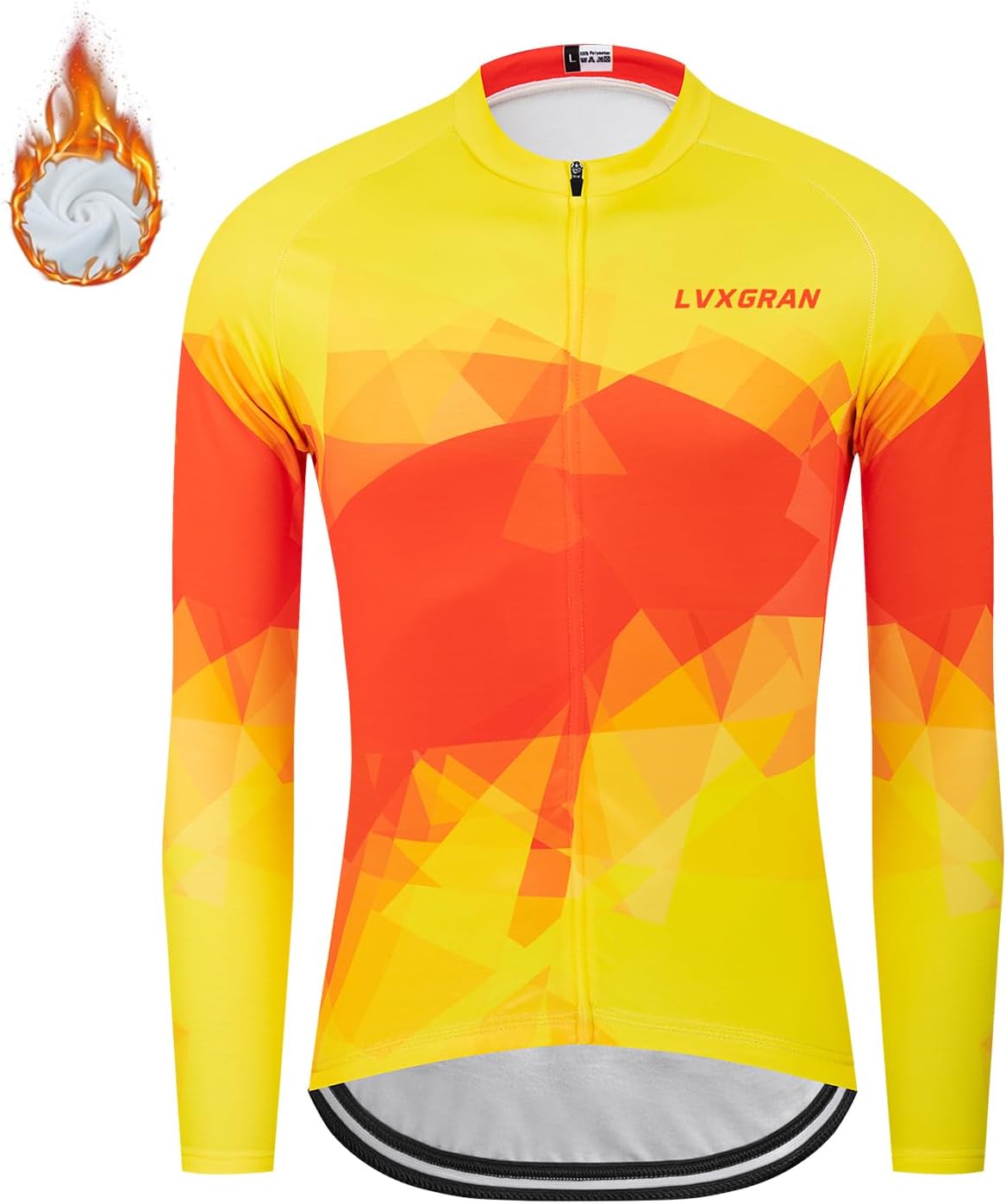 Men's Cycling Jersey Winter Thermal Fleece Long Sleeve Bike Shirts Windproof Cycling Jacket with 3 Pockets - Image 3