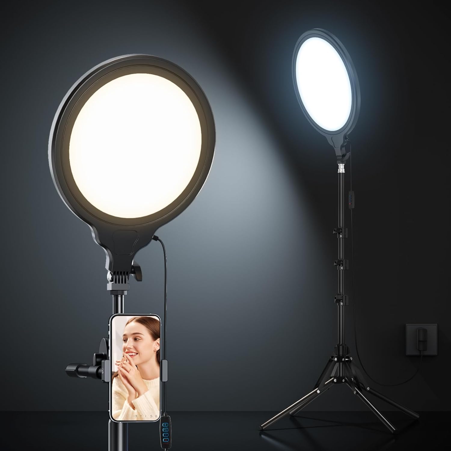 JCOTTON 14" Professional Ring Light Kit with Stand - Stepless Dimming for Streaming, Photography, Game Streaming, Makeup