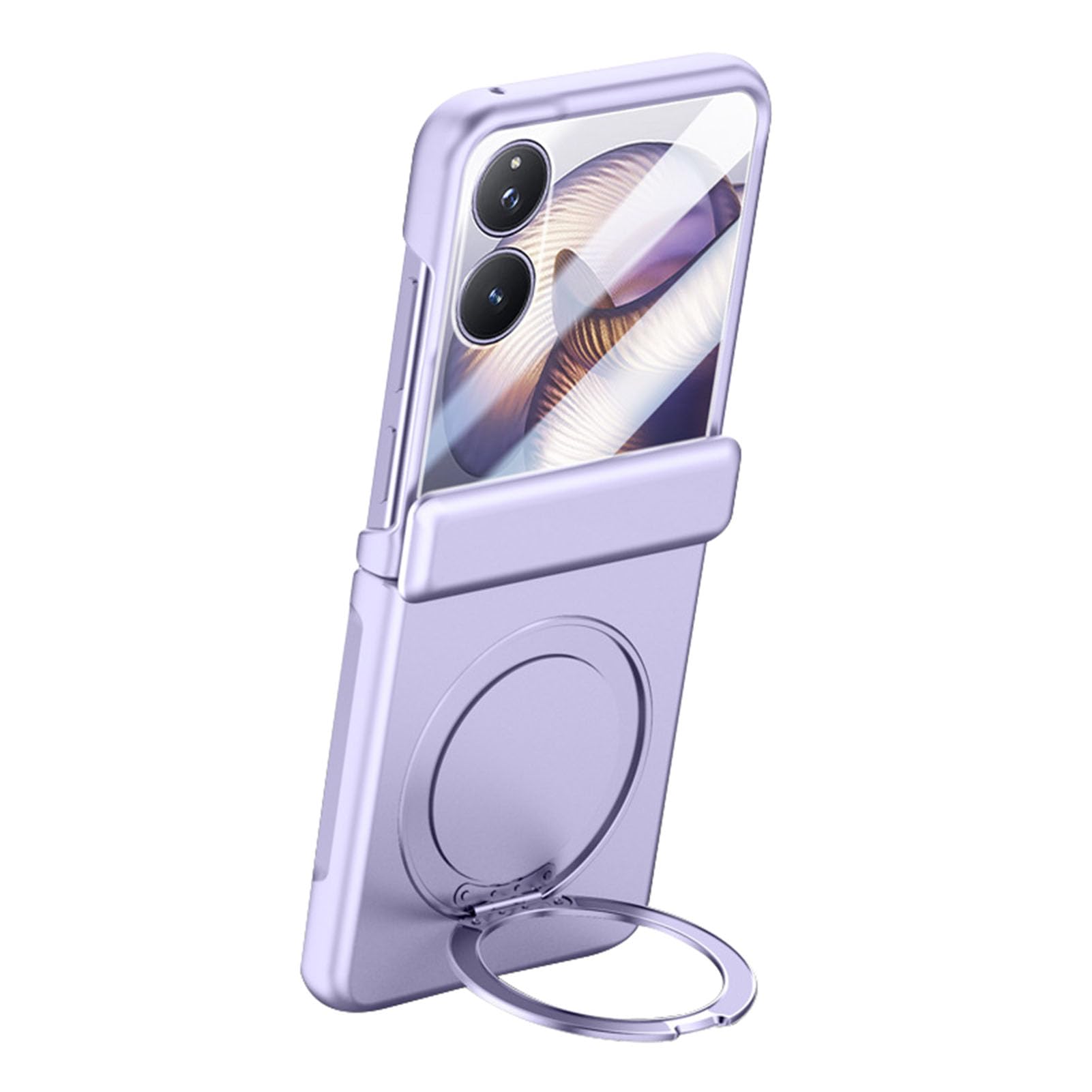 LUOTANL Screen Protector Case for Xiaomi Mix Flip 2, Rotating Holder Ring Case, Magnetic Matte Shockproof Hinge Protection Shell,Purple,Mix Flip 2