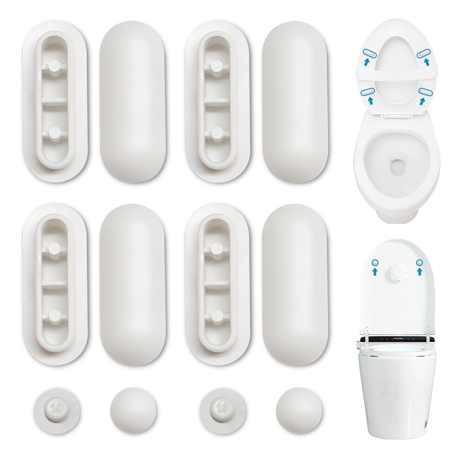 Kit Completo 12 Pezzi per Sedile WC - Paracolpi, Fissaggi e Gommini Universali per Tavoletta Water - Compatibile con Tutti i Modelli Standard (Bianco)