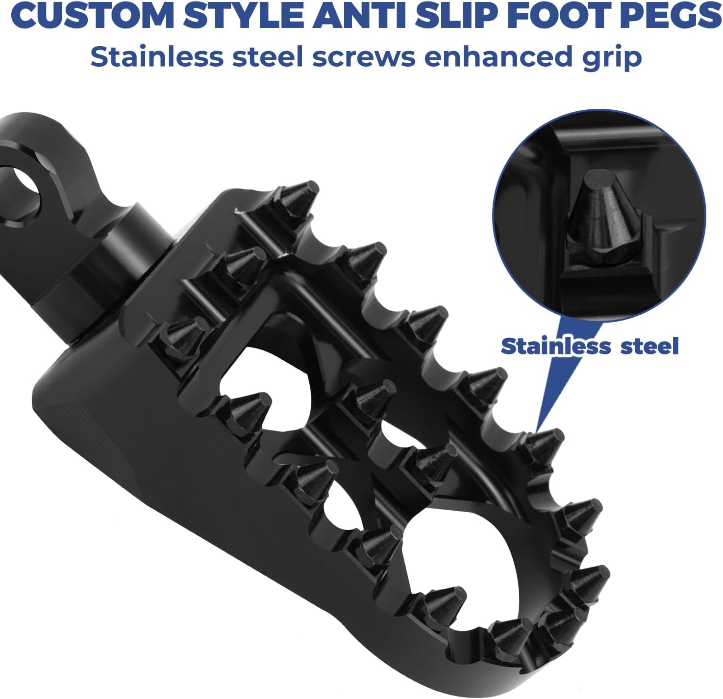 CNC Wide Foot Pegs, MX Foot Pegs Black 360° Adjustable Chopper Bobber Style Fit For Harley Davidson Sportster Iron 883 Fatboy Dyna