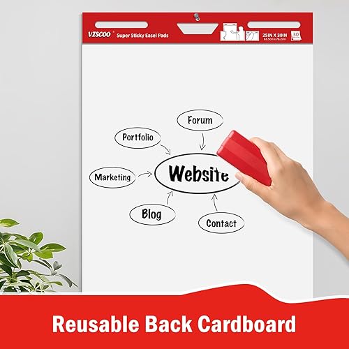Miniatura 7 de Almohadilla de caballete adhesivo, papel de carta grande de 25 x 30 pulgadas para profesores, 3 blocs de papel de caballete autoadhesivo para