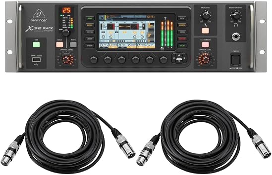 Behringer X32 Rack 40-Input 25-Bus Digital Rack Mixer, Bundle with 2x H&A 25 XLR M To F Cable