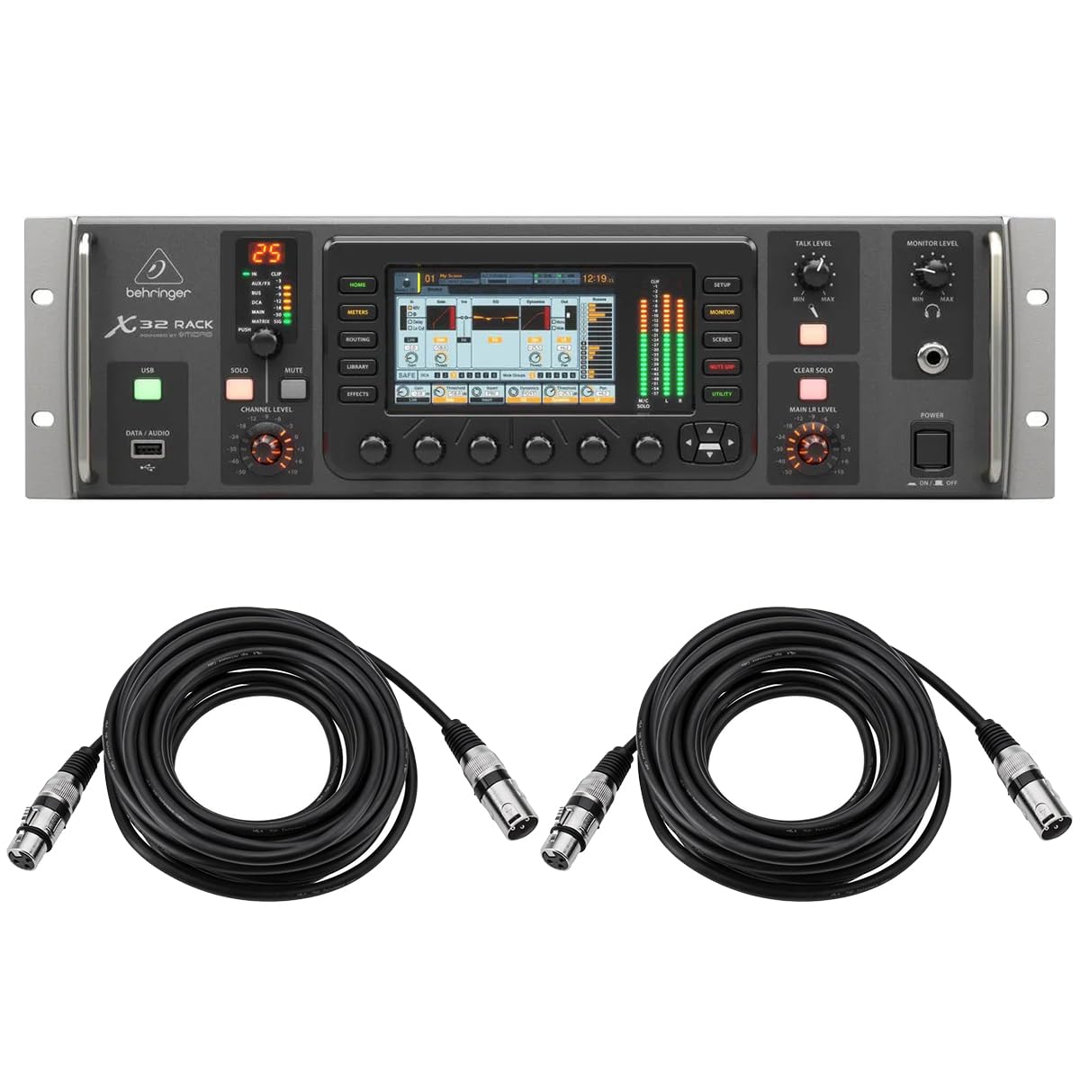 X32 Rack 40-Input 25-Bus Digital Rack Mixer, Bundle with 2x H&A 25' XLR M To F Cable